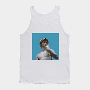 Minimalist Aesthetic - Statue of David in Blue Tank Top